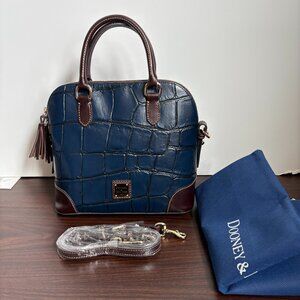 Dooney & Bourke Denison Domed Satchel Midnight Blue/Brown Crossbody Bag